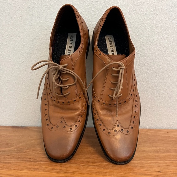 Ben Sherman Men’s Tan/Cognac Wingtip Cap Oxford Shose size 11 - Picture 2 of 5